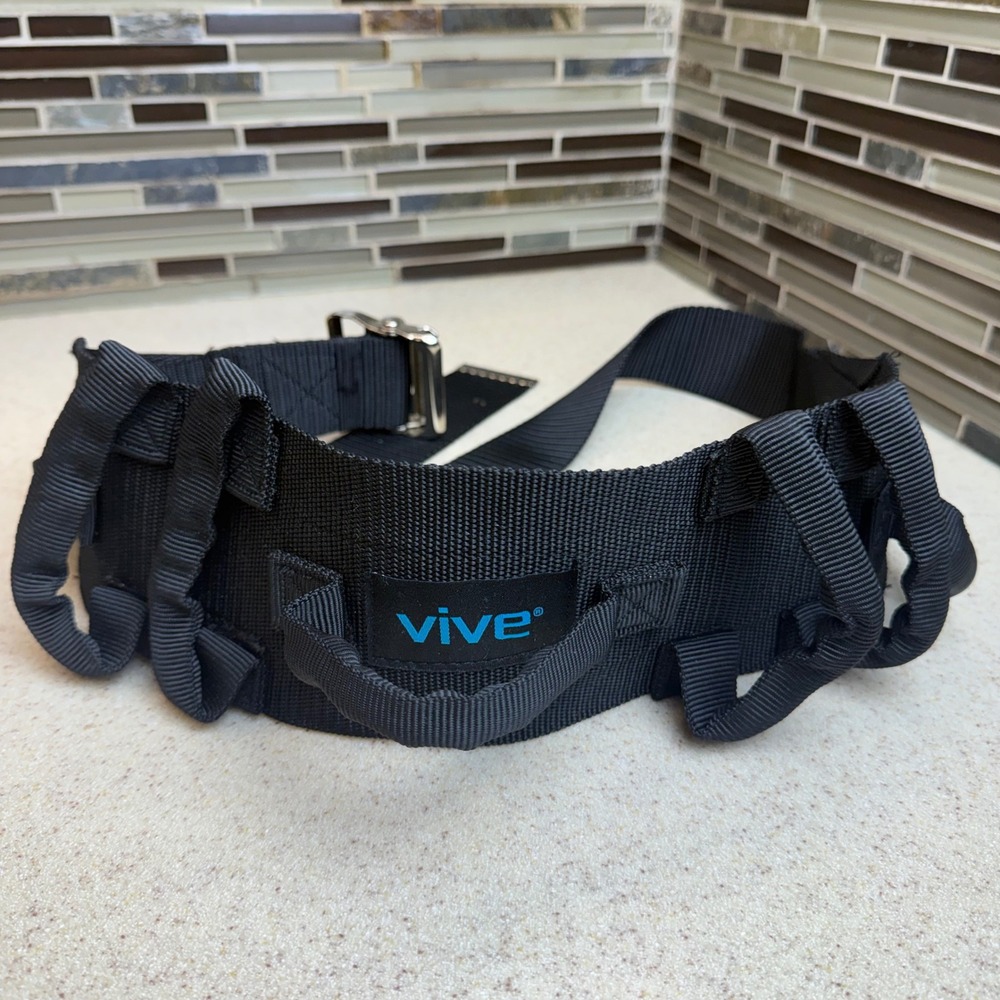 Vive Transfer Belt with Padded Handles Black Nylon Mobility Gait Assist Device